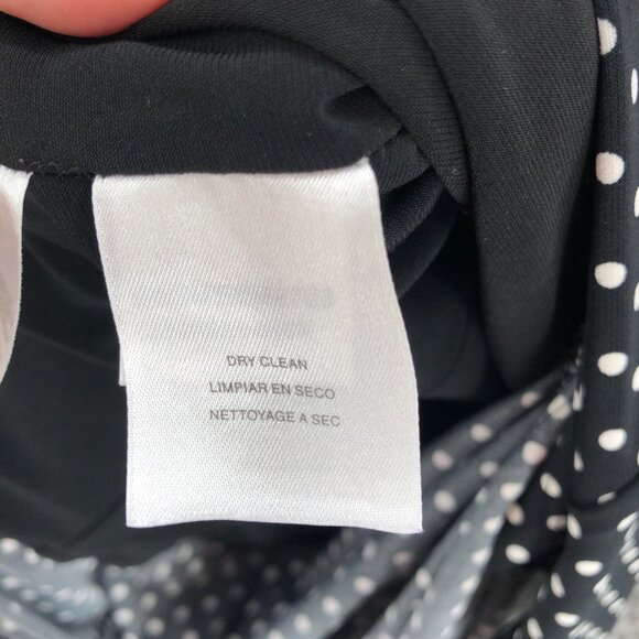 Anne Klein Dress Womens 6 Black Polka Dot Fit & Flare Knee Cap Sleeves Stretch - Picture 6 of 10